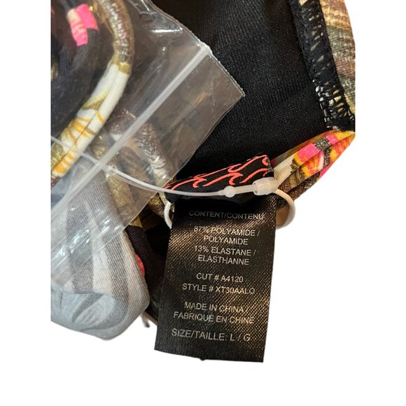 BILLABONG Aloha Bandeau Bikini Top Sz L Black Tropical Floral Print Swim Two Way - Picture 7 of 7